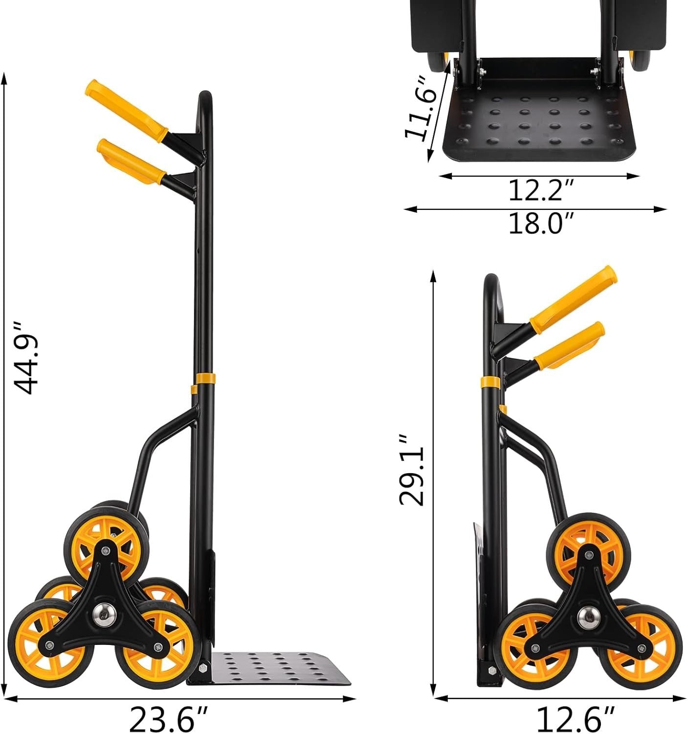 Stair Climbing Hand Truck 330lb Heavy Duty Folding Dolly 6 Wheel