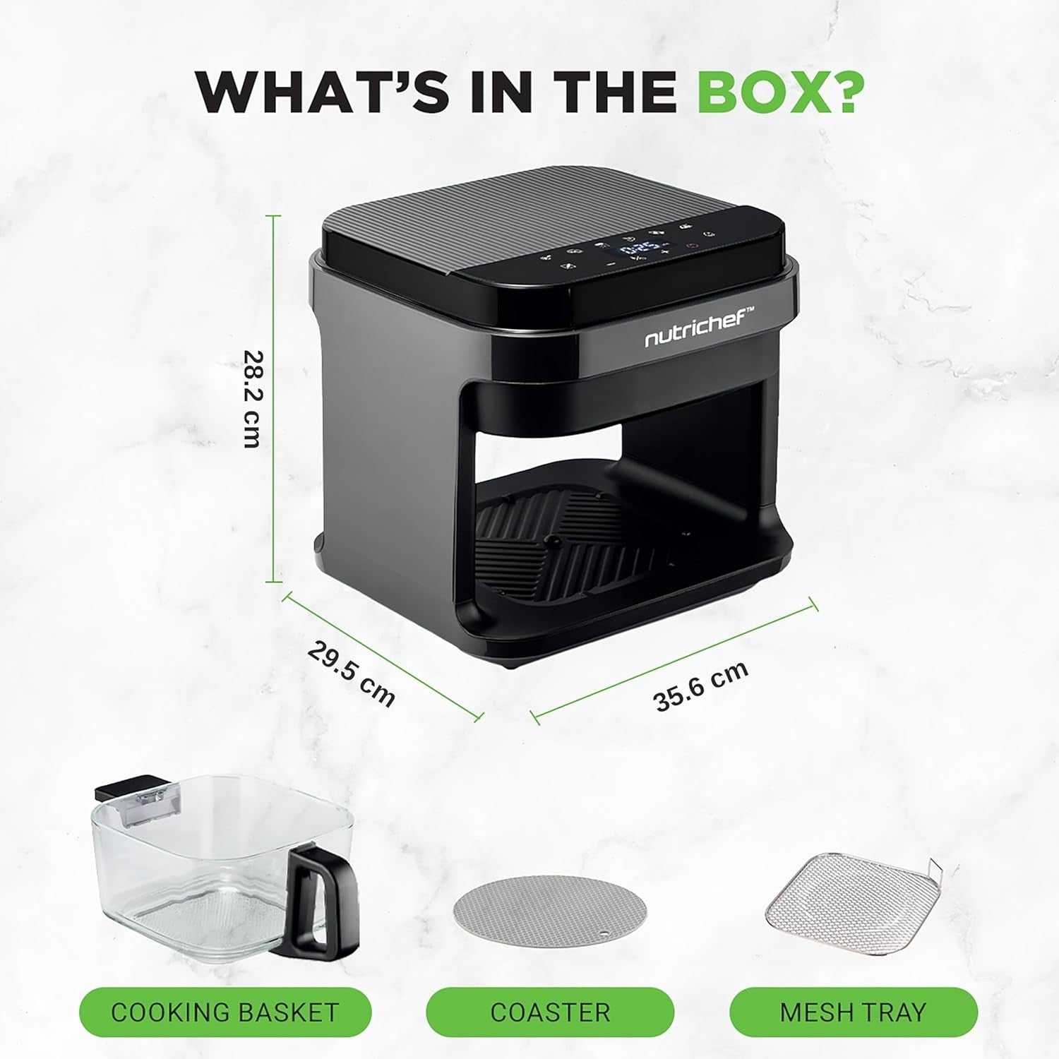 5.8QT Air Fryer 8 Presets Clear Window 1200W Touch LED Timer Temp Control