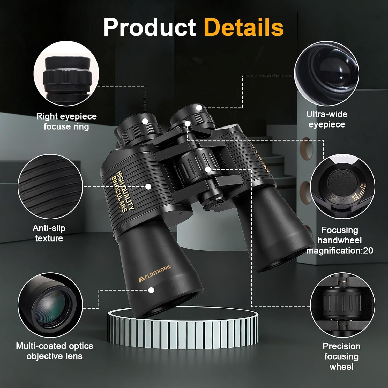 20x50 High Power Binoculars HD Waterproof BAK4 Prism for Bird Watching Travel