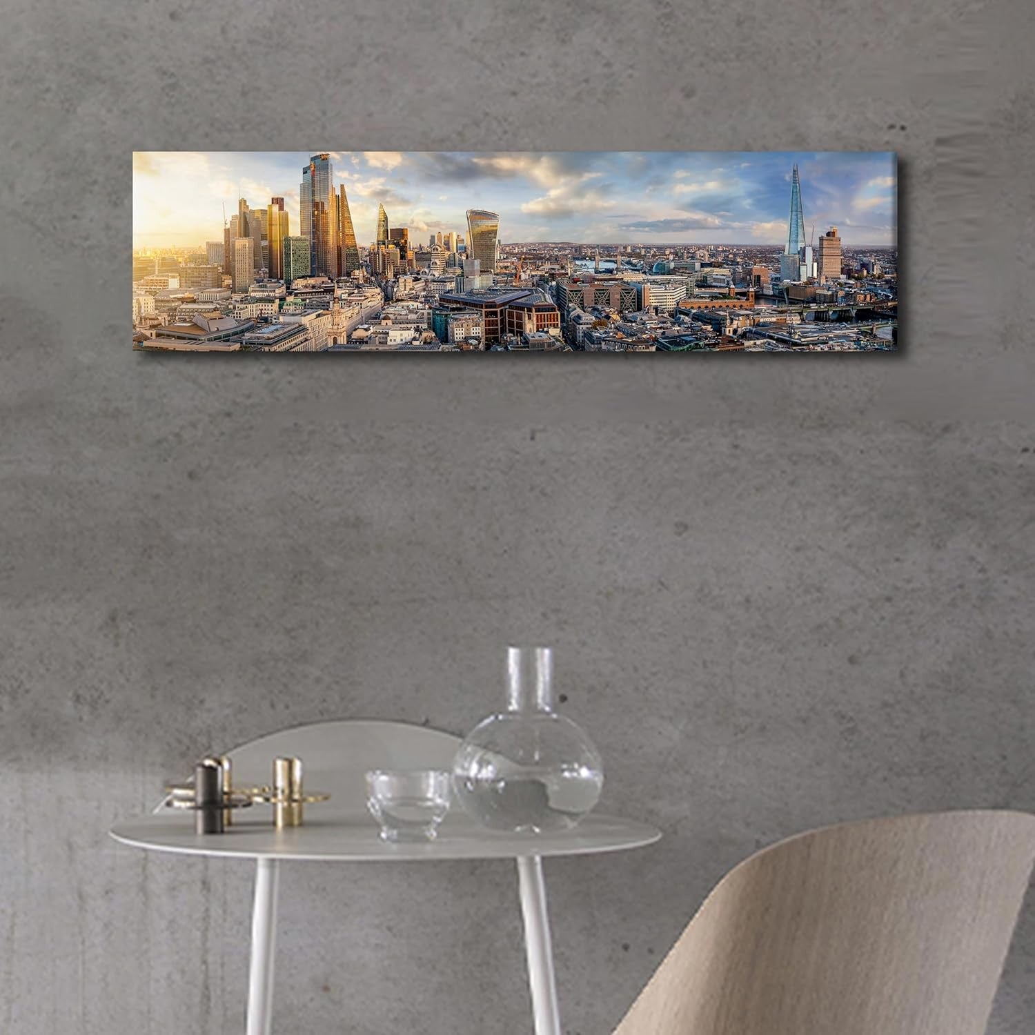 London Skyline Sunset Canvas Wall Art Large Modern 12x46in