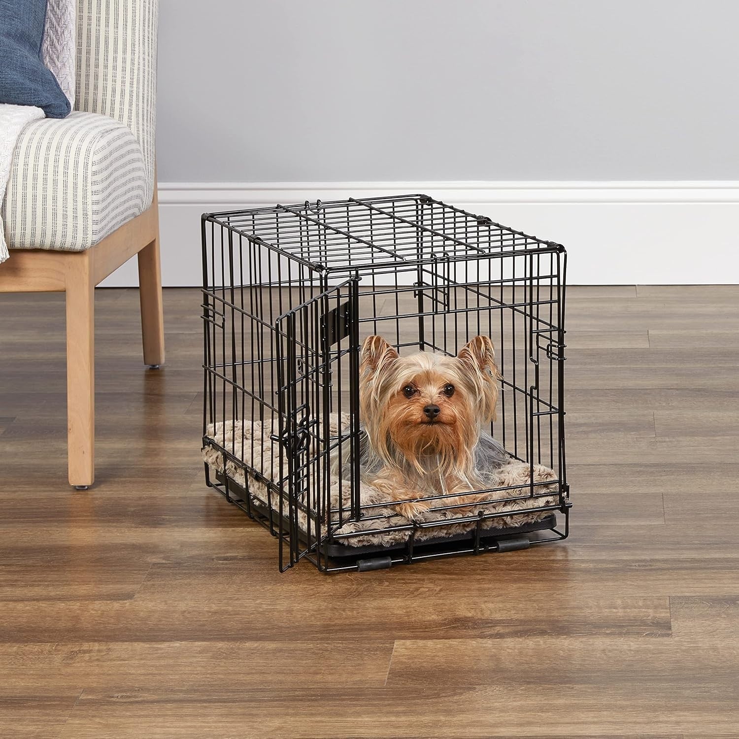 Small Single Door Dog Crate with Leak-Proof Pan, Divider & Secure Lock