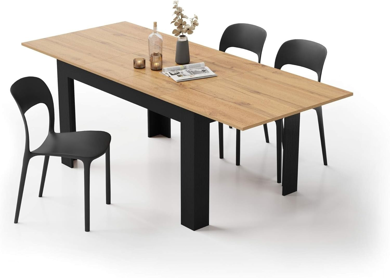 Modern Rustic Oak Dining Table – Extendable 140-220cm Space-Saving Wood