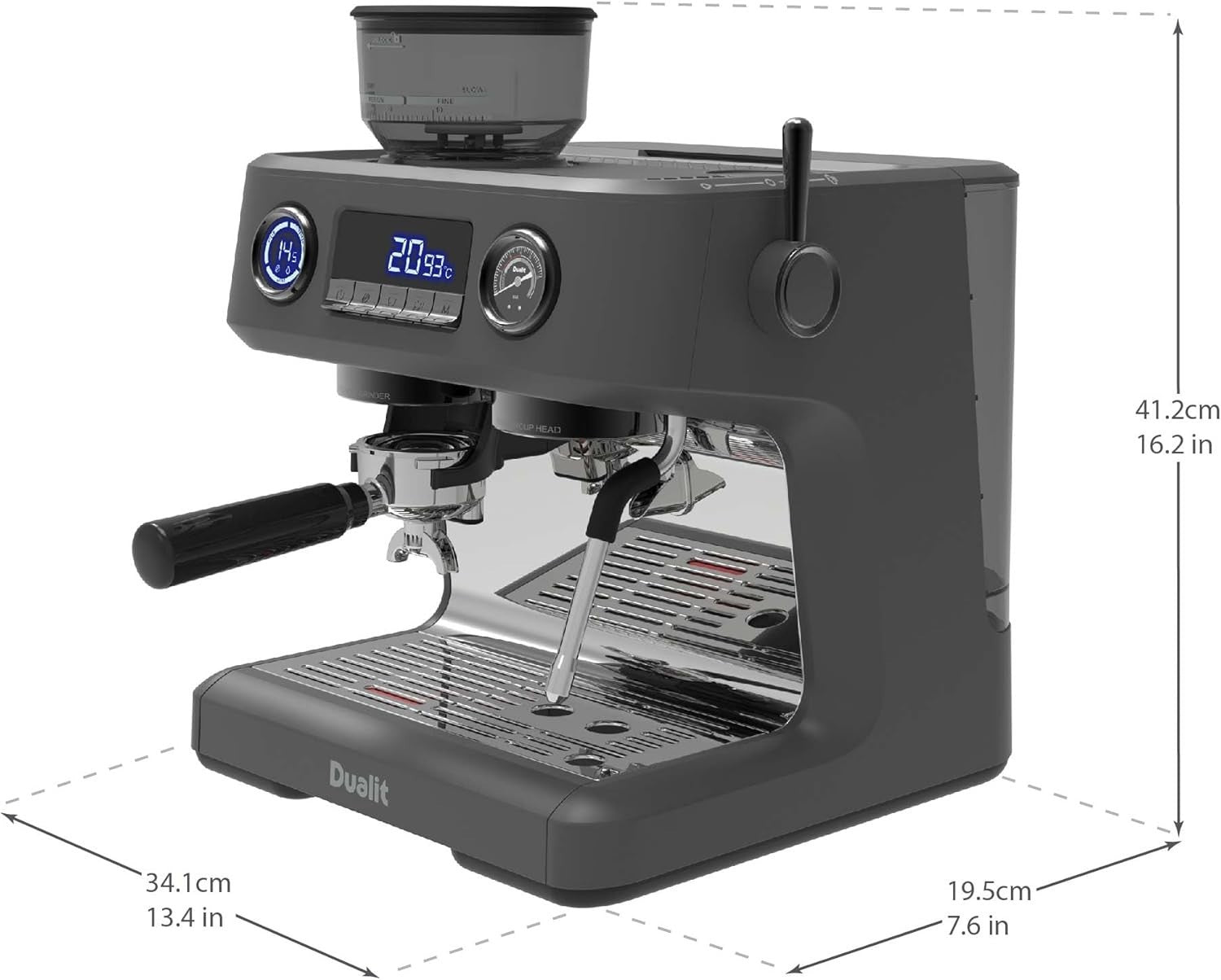 Professional Espresso Machine Dual Boiler | Built-In Grinder, 20-Bar, 2.8L Tank