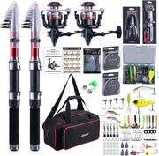 2-Piece Telescopic Fishing Rod Reel Kit with Carrier Bag & Accessories
