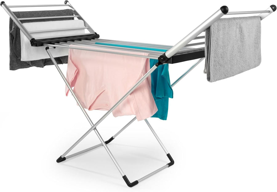 Electric Heated Airer Clothes Dryer Foldable 18 Bar Wings Fast Drying