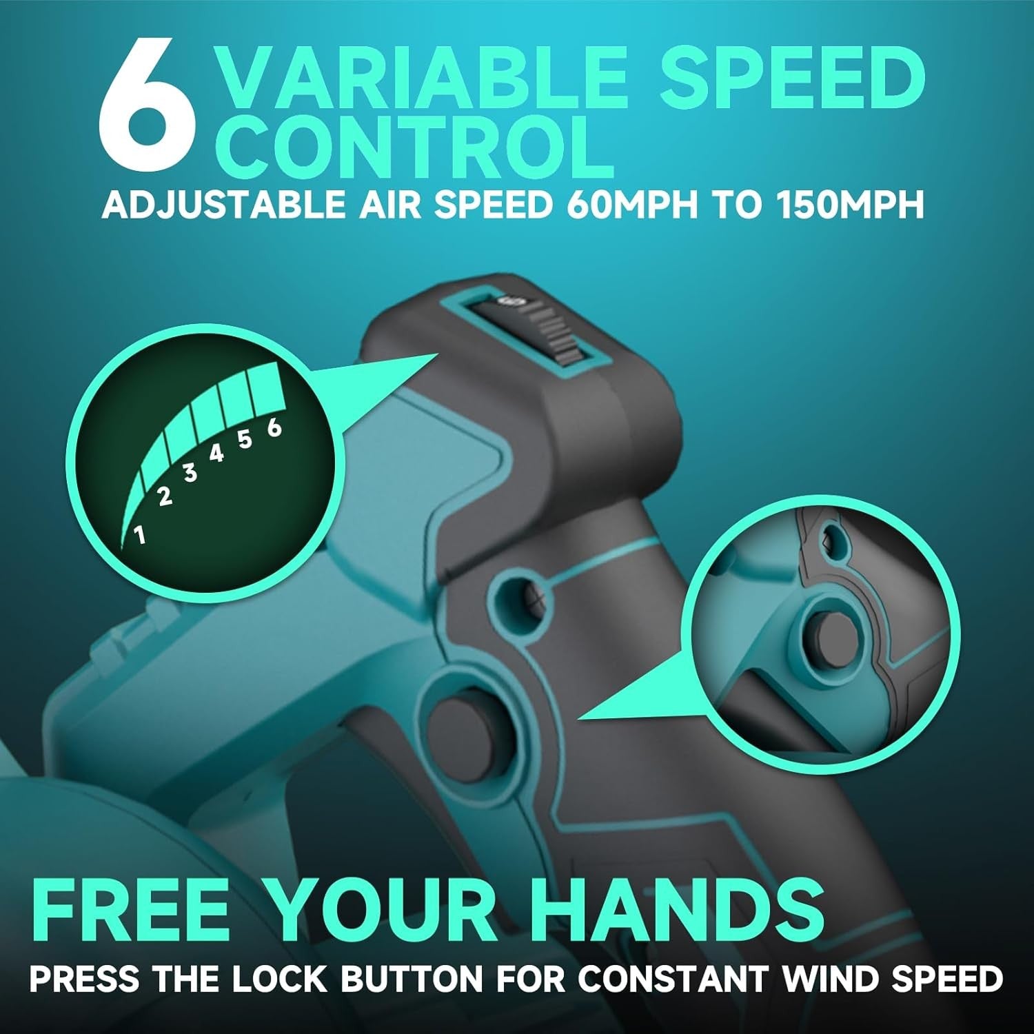 Cordless Leaf Blower Brushless 242km/h 6 Speed with 2 Batteries Garden Cleaner