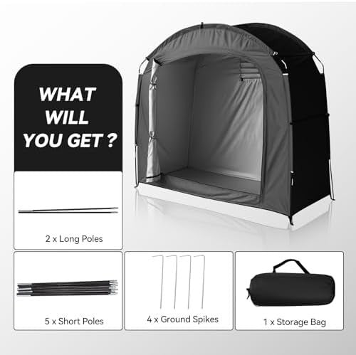 Waterproof Bike Storage Tent Outdoor Portable Shed for 2-3 Bikes & Garden Tools