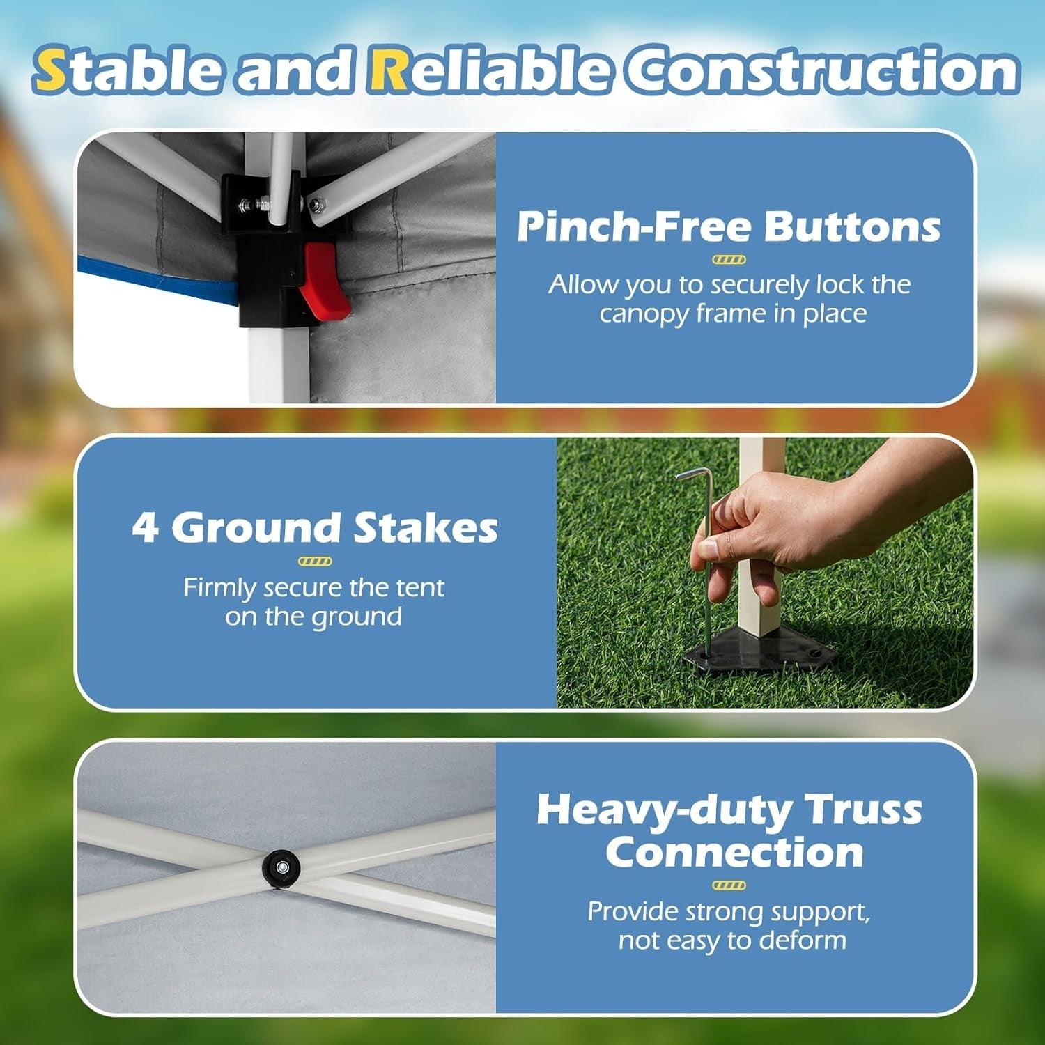 3x3M Blue Pop-Up Gazebo Canopy UPF50+ Sunshade Outdoor Party Tent