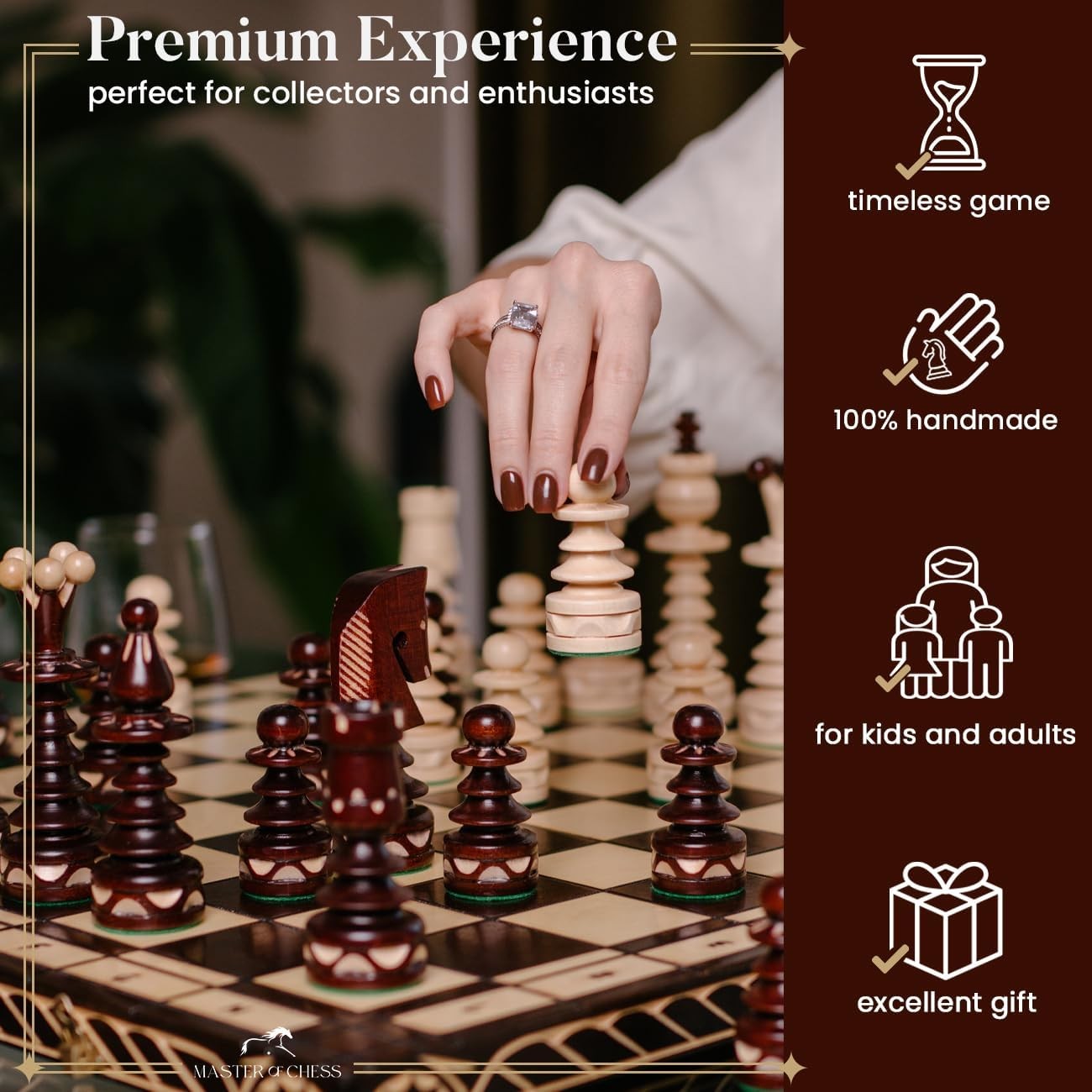 Luxury 60cm Wooden Foldable Chess Set – Large Handcrafted Board & Pieces