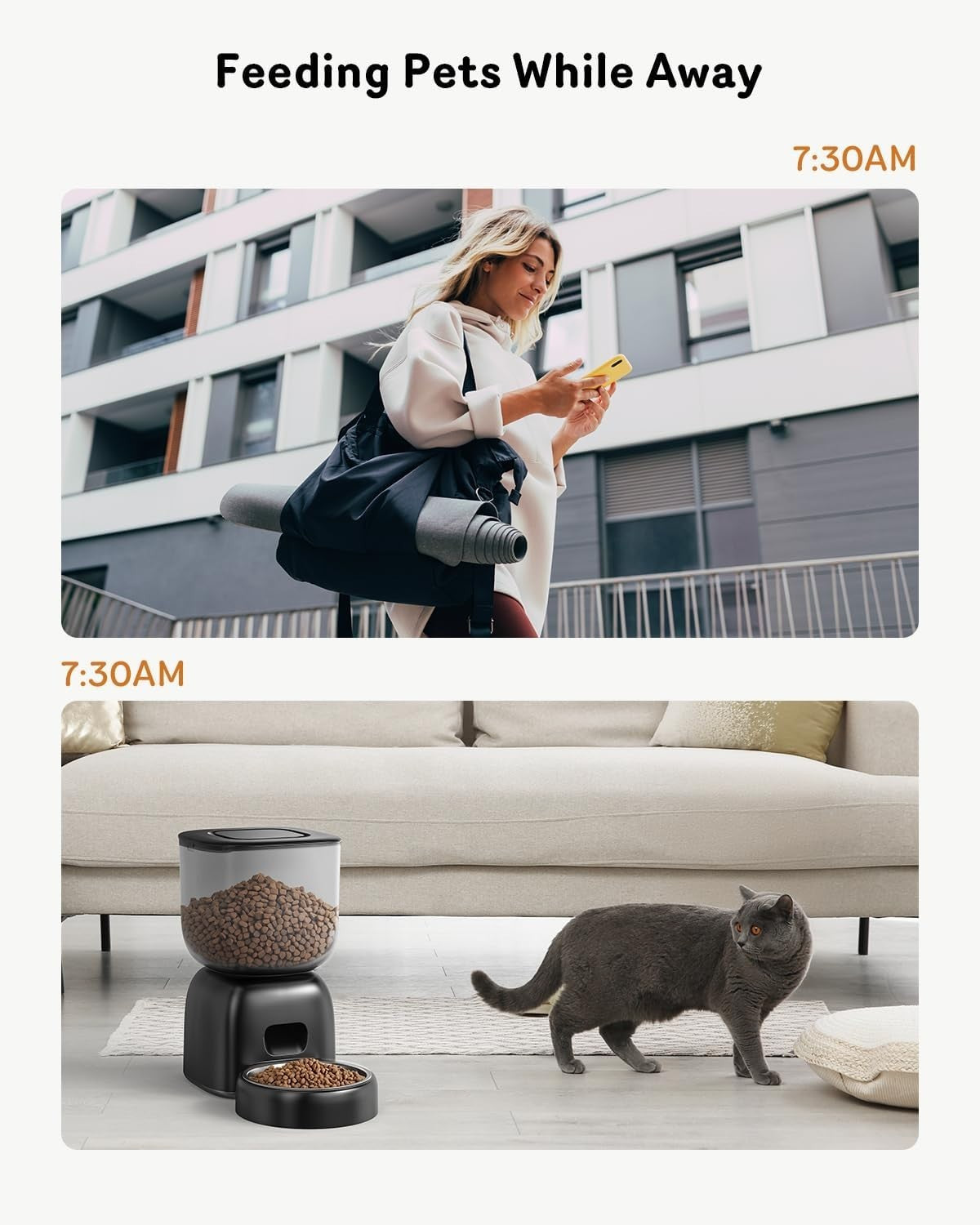 Automatic Cat Feeder 3L Timed Pet Food Dispenser Voice Recorder Battery