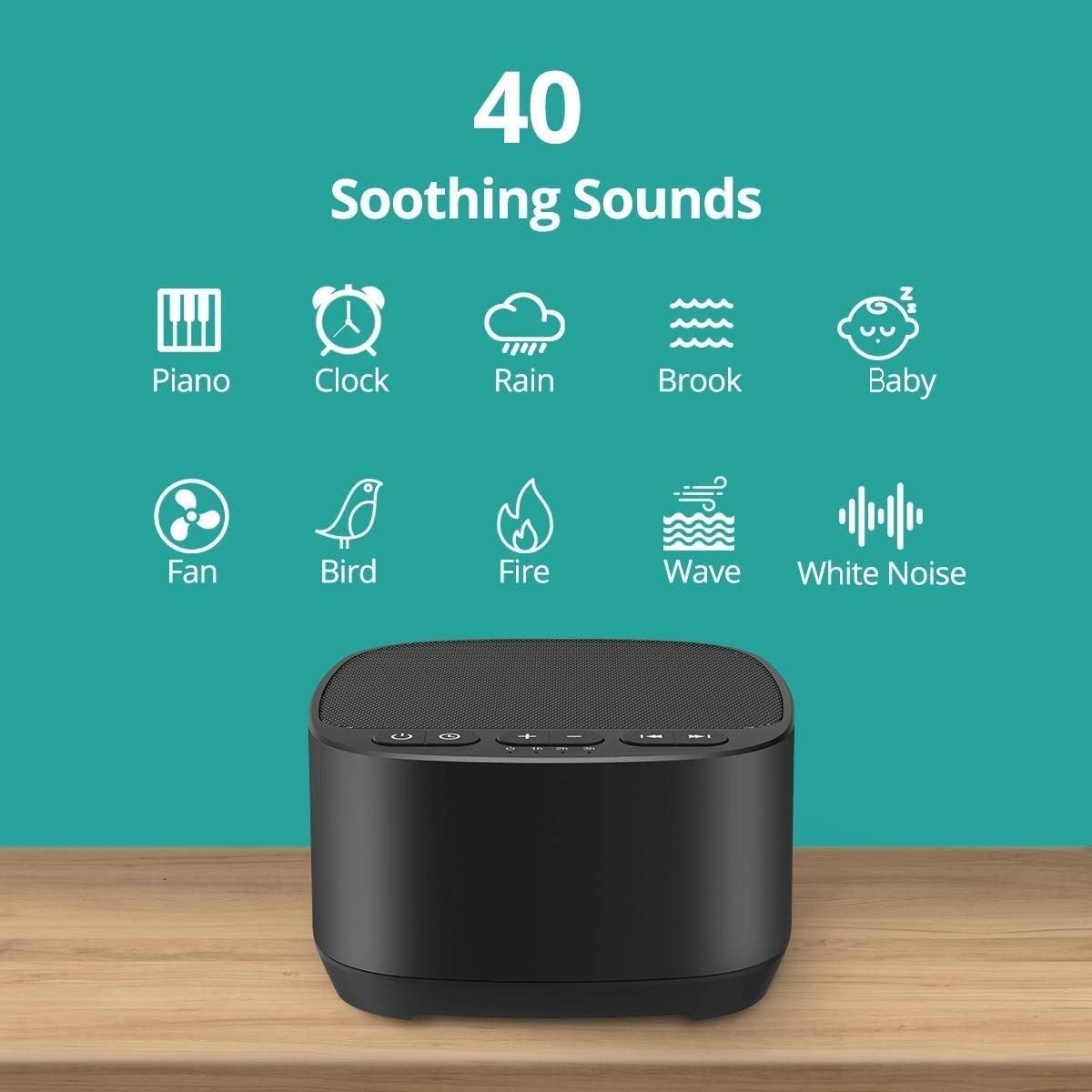 White Noise Sound Machine 40 Soothing Sounds Sleep Aid Baby Adult Timer