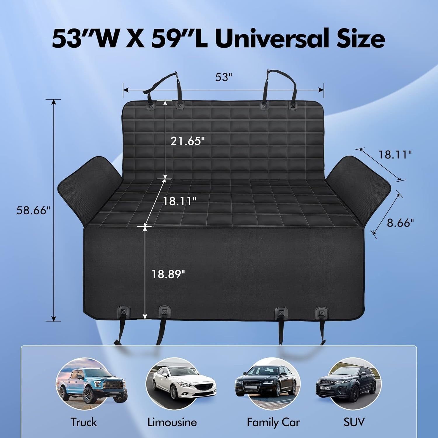 Waterproof Dog Car Seat Cover Hammock Rear Bench Protector SUV Truck