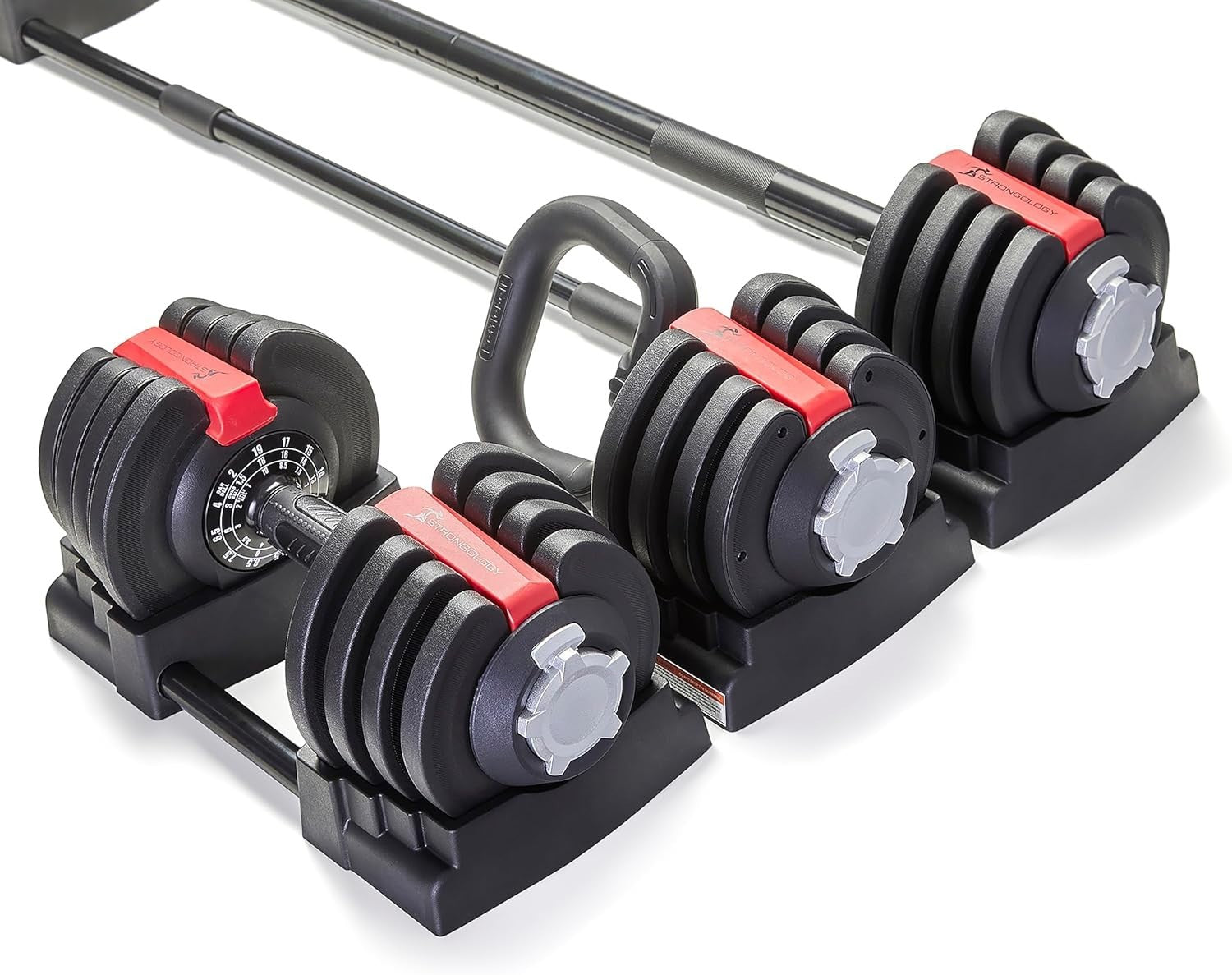 3-in-1 Adjustable Smart Weight Set 2–19kg Dial Barbell Dumbbell Kettlebell