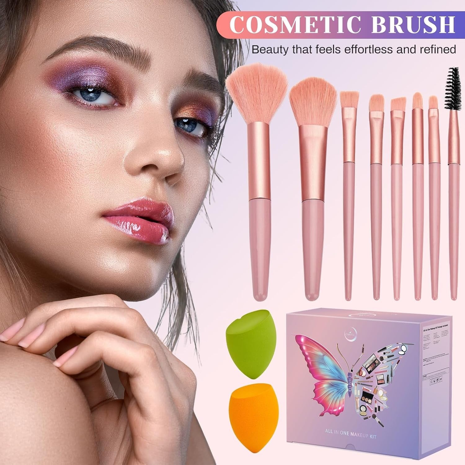 50PCS All-in-One Makeup Kit – Eyeshadow, Lipstick, Brushes & More for Women