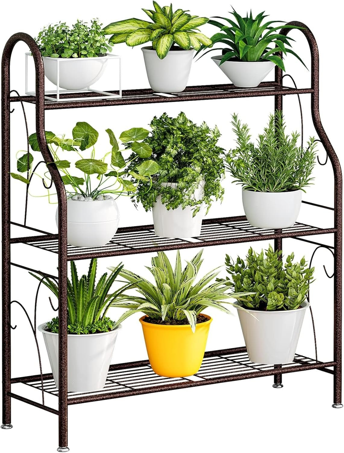 3 Tier Metal Plant Stand Bronze | Indoor Outdoor Flower Pot Display Shelf Rack