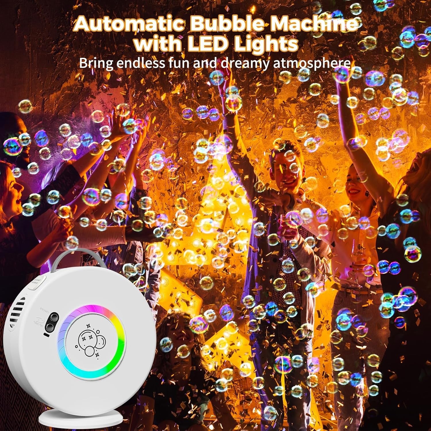 Rechargeable Rotating Bubble Machine 360 Degree Kids Party Toy