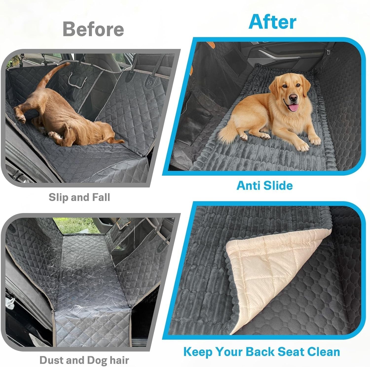 Dog Car Back Seat Bed Mat Non Slip Pet Travel Blanket 138x63cm