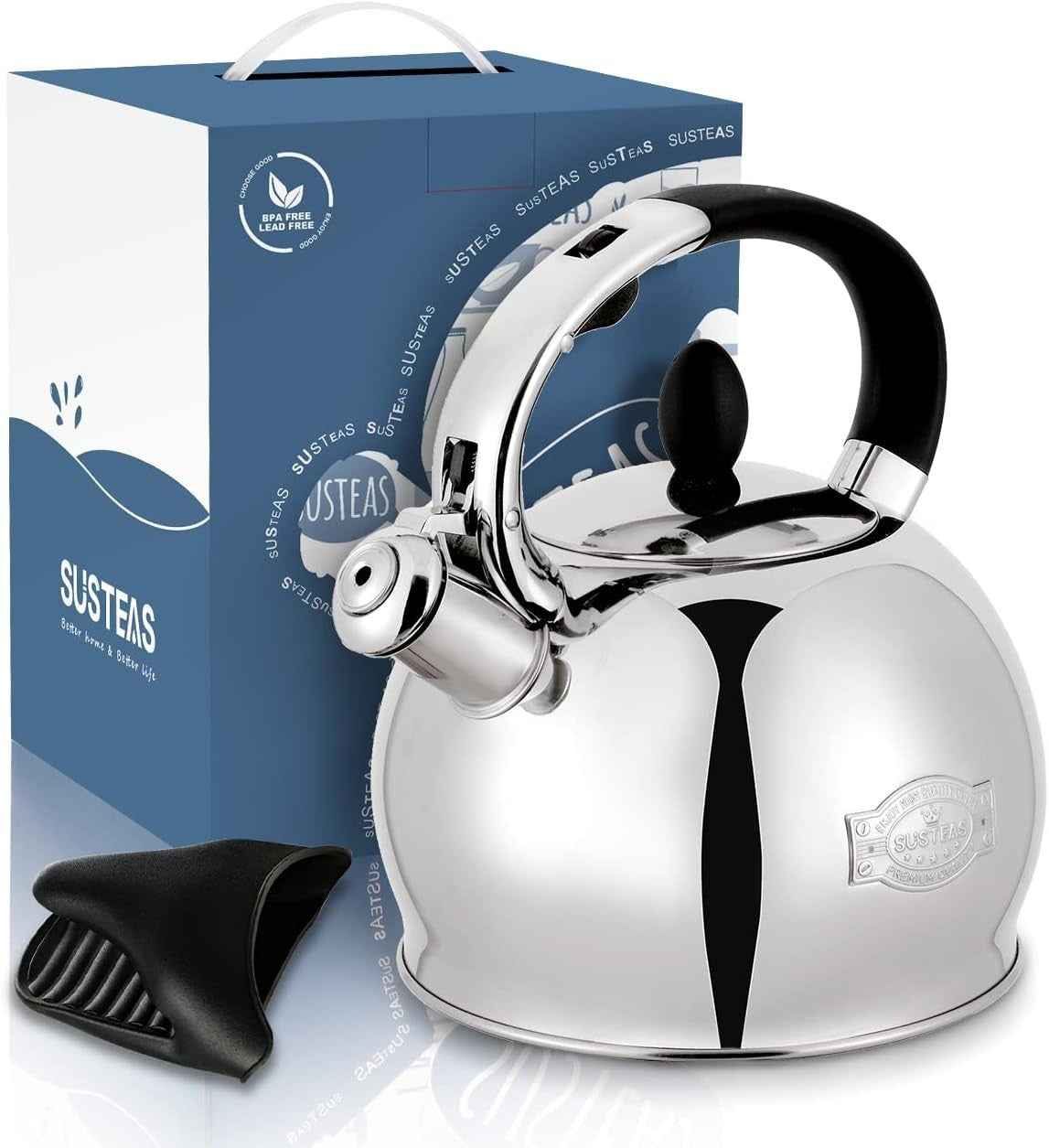 3L Stainless Steel Whistling Tea Kettle Stove Top Teapot Silver