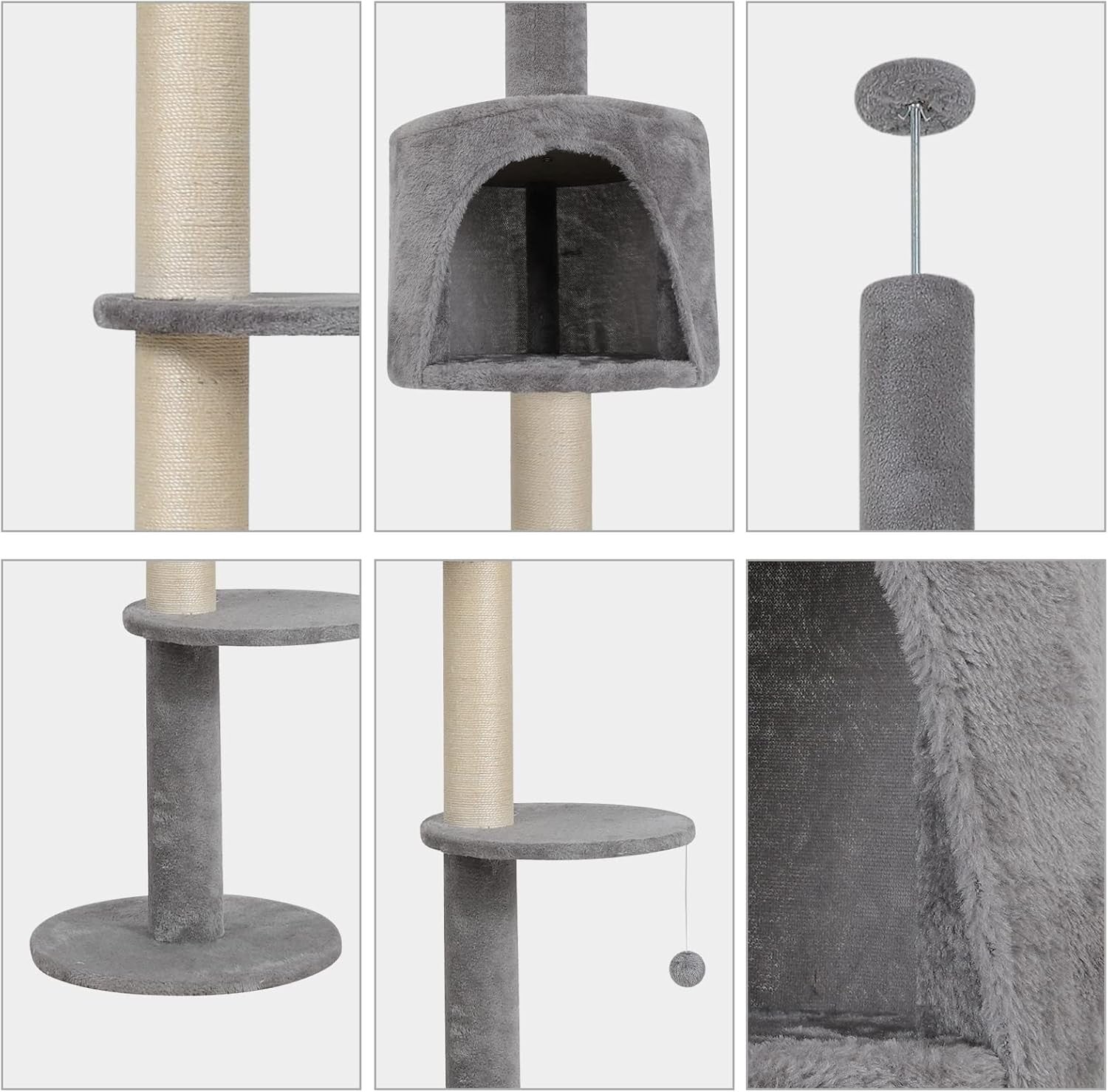 Floor to Ceiling Cat Tree 260cm Adjustable Tower Scratching Post Condo