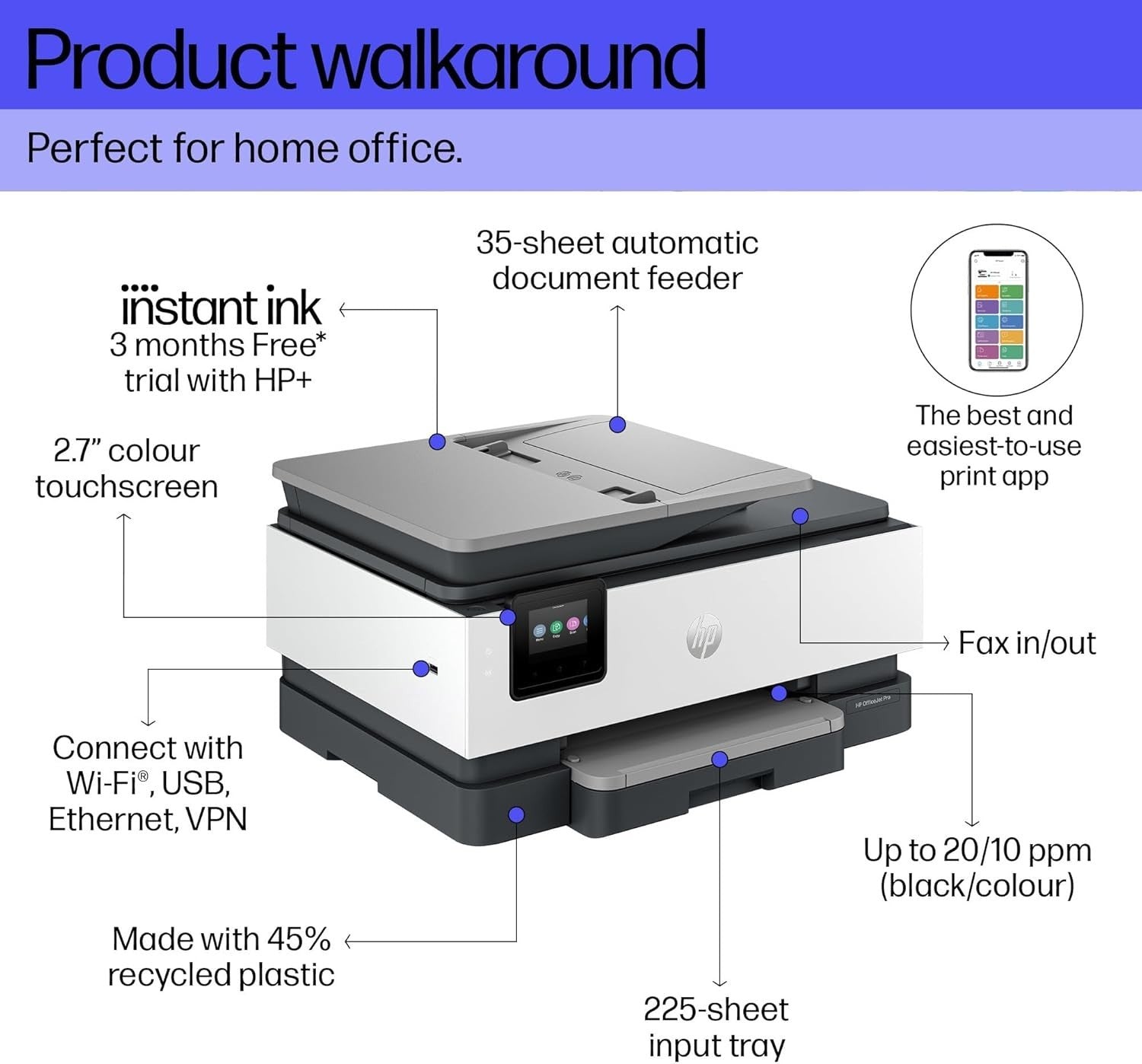 All-in-One Colour Printer Black & White | Wireless, Duplex, A4