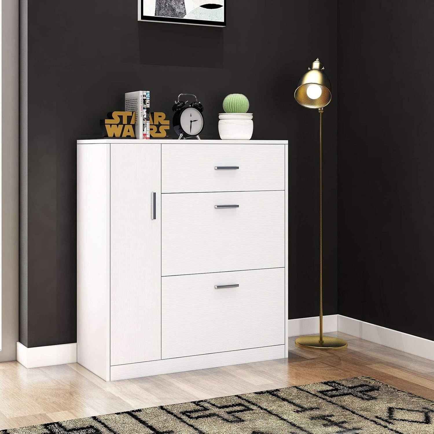 Modern 2-Drawer Wooden Shoe Cabinet with Adjustable Storage for 20 Pairs