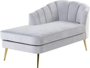 Grey Velvet Chaise Lounge Sofa | Right Hand, Gold Legs, Soft Upholstery