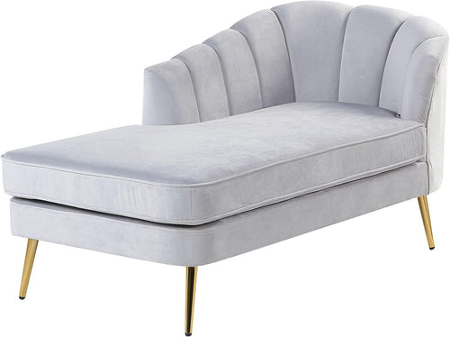 Grey Velvet Chaise Lounge Sofa | Right Hand, Gold Legs, Soft Upholstery