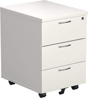 Lockable 3 Drawer Mobile Filing Cabinet Pedestal Office Storage White