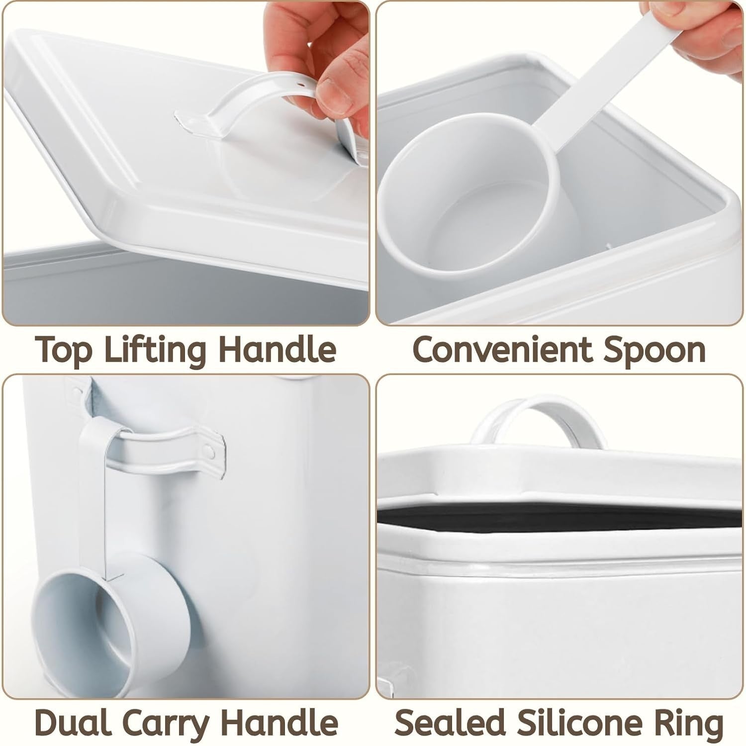 Metal Rice Storage Container 6L Airtight Canister with Scoop Lid