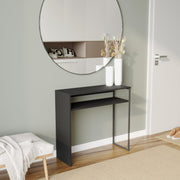 Black 80cm Wooden Console Table with Storage Shelf for Hallway & Living Room