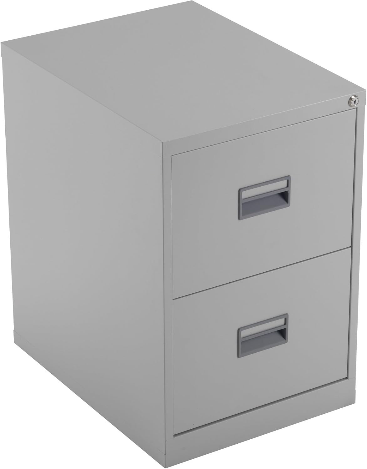 Grey Steel Filing Cabinet 2 Drawer Lockable Heavy Duty 70cm