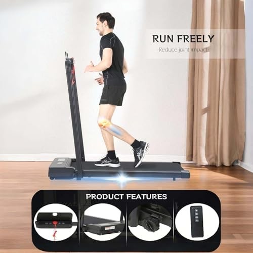 Foldable Walking Pad Treadmill 8km/h Under Desk Slim Run Machine w/ Handle 110kg
