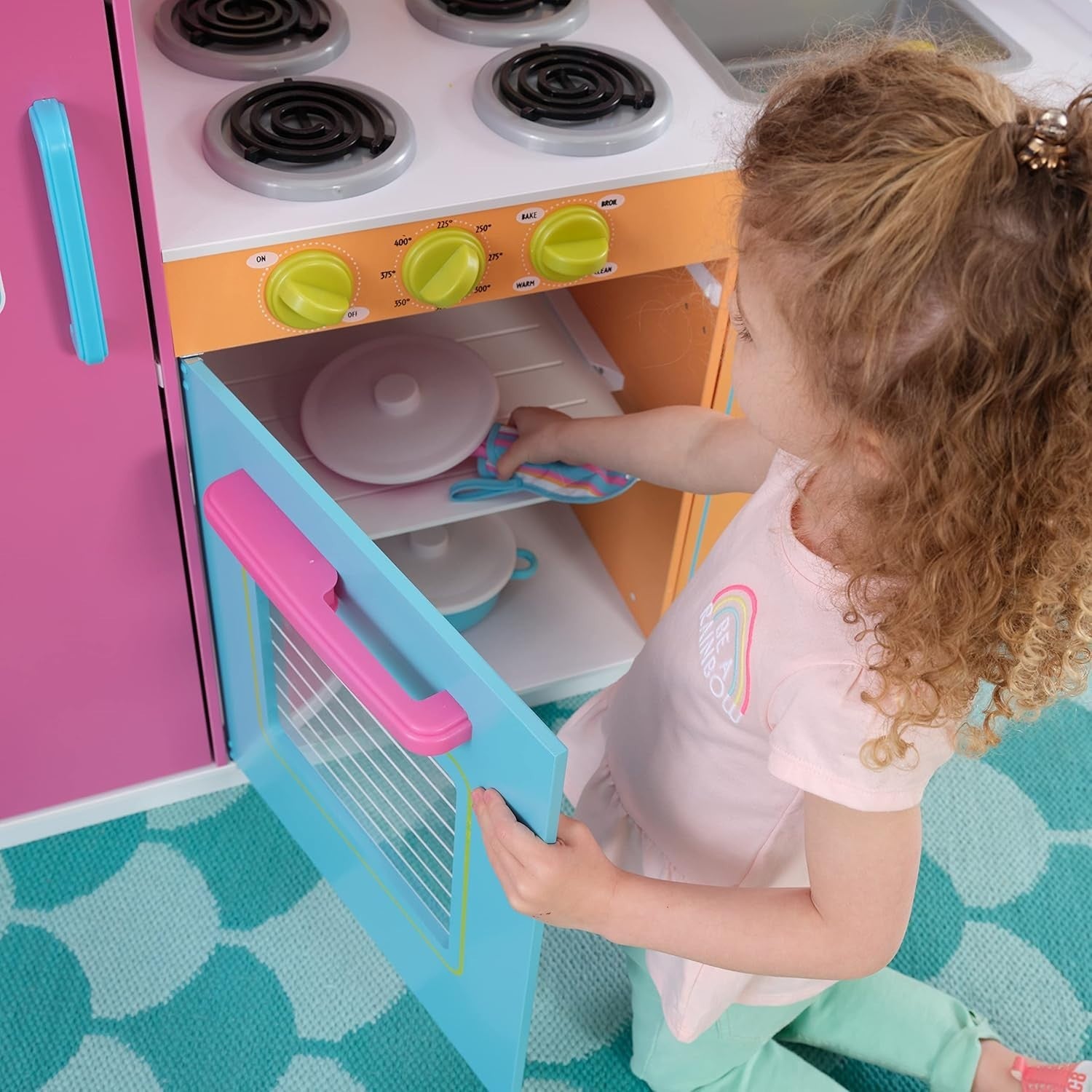 Kids Wooden Play Kitchen Toy Set Oven Microwave Fridge Accessories
