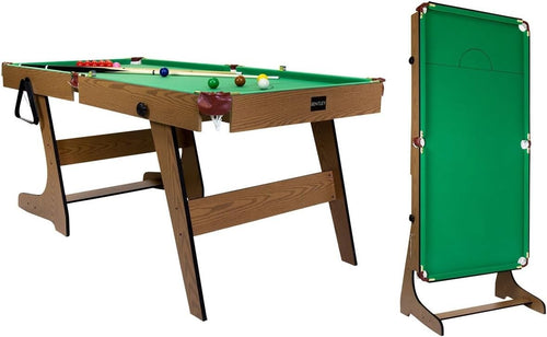6FT Folding Pool Table Pub Style Snooker Set w Cues Balls Accessories