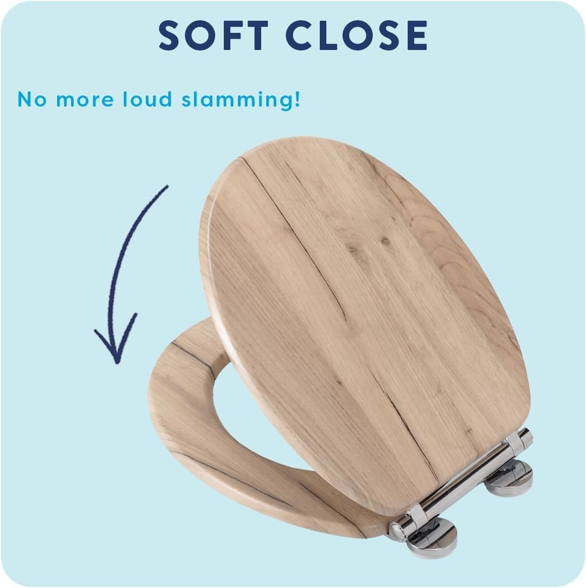 Grey Oak Wooden Toilet Seat Soft Close Quick Release Antibacterial Durable