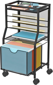 Rolling File Cart Under Desk 6 Tier Storage Organiser w Wheels Drawer