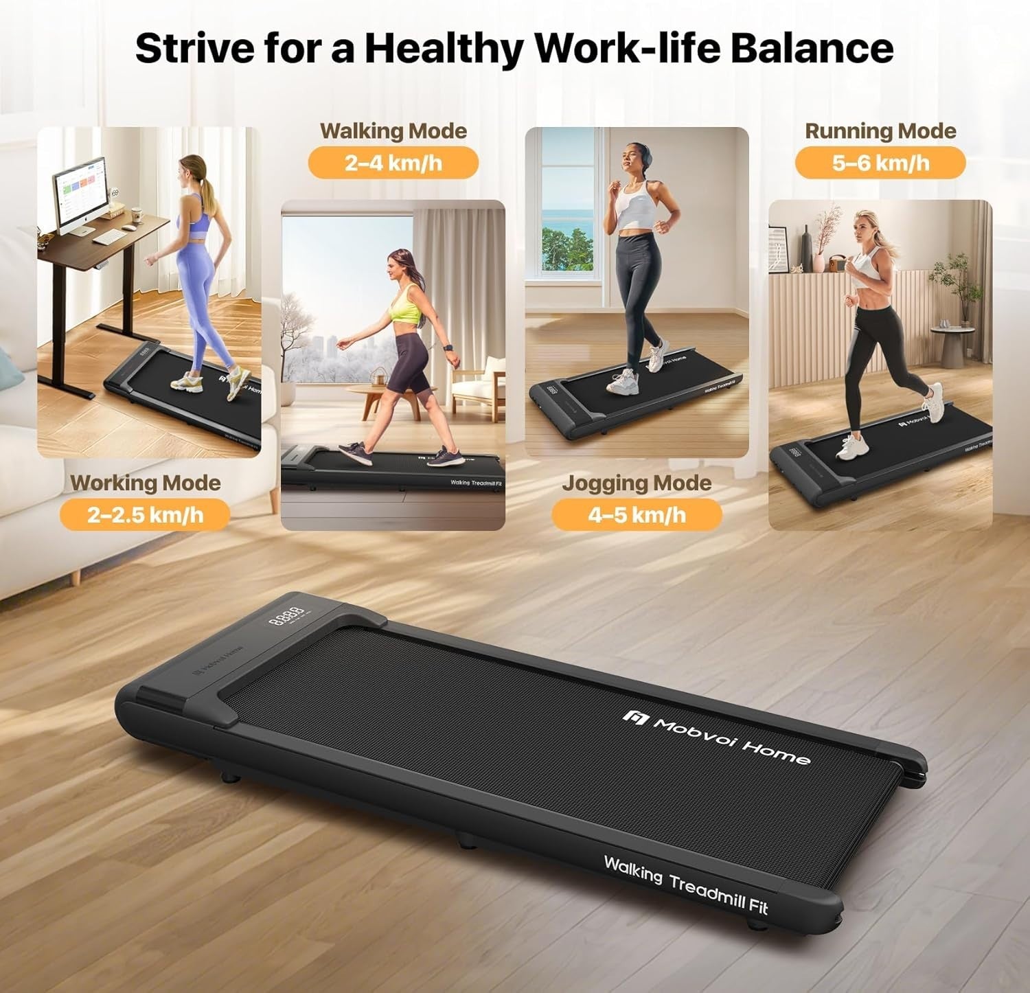 Under Desk Treadmill 6KMH Portable Walking Jogging Machine LED Remote