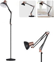 Vintage Floor Standing Reading Lamp Adjustable Metal Arm Desk Clip Light