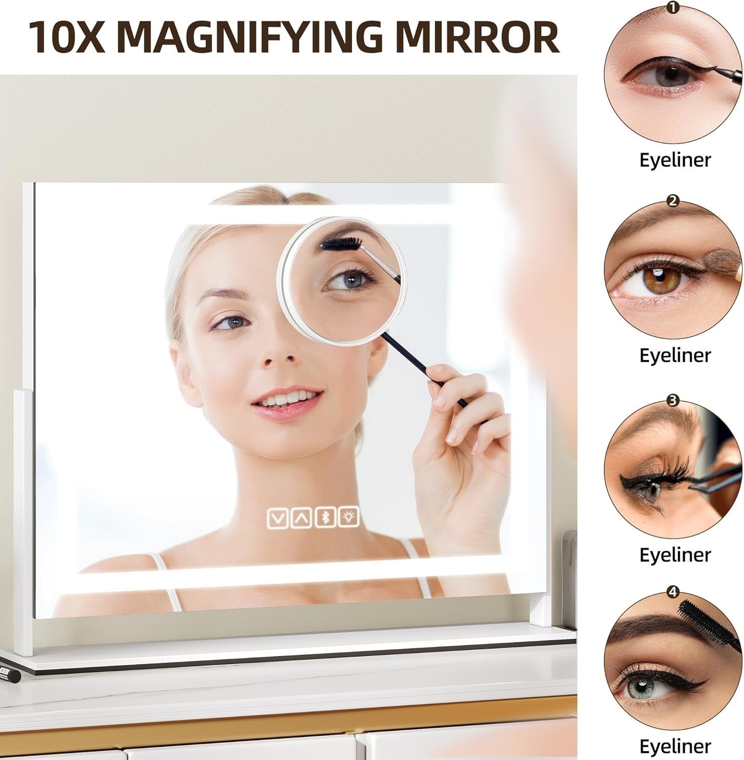 Hollywood Vanity Mirror LED Bluetooth Speaker USB Wall/Table Mount
