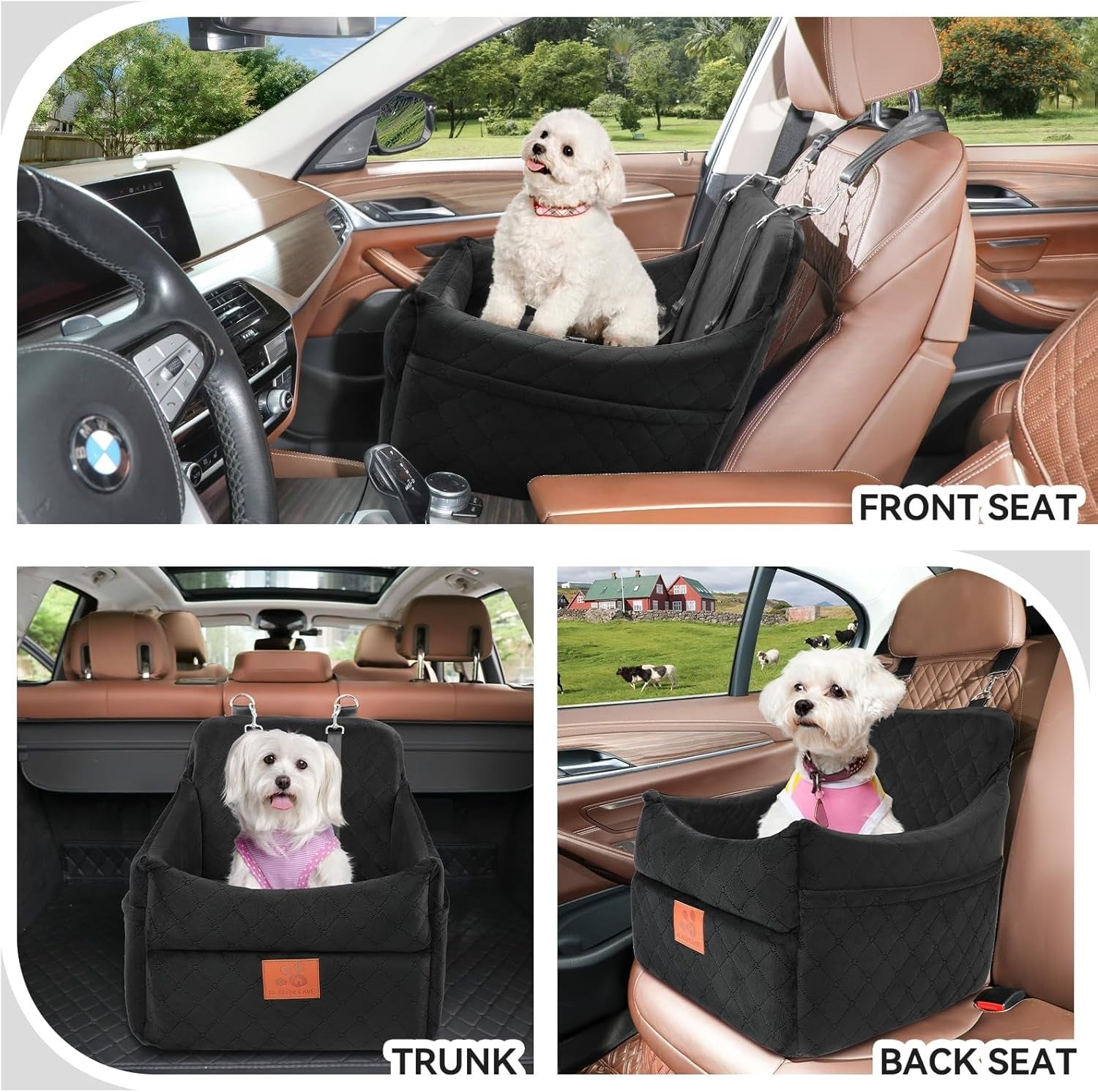 Dog Booster Car Seat Memory Foam Travel Bed Washable Up to 35lbs