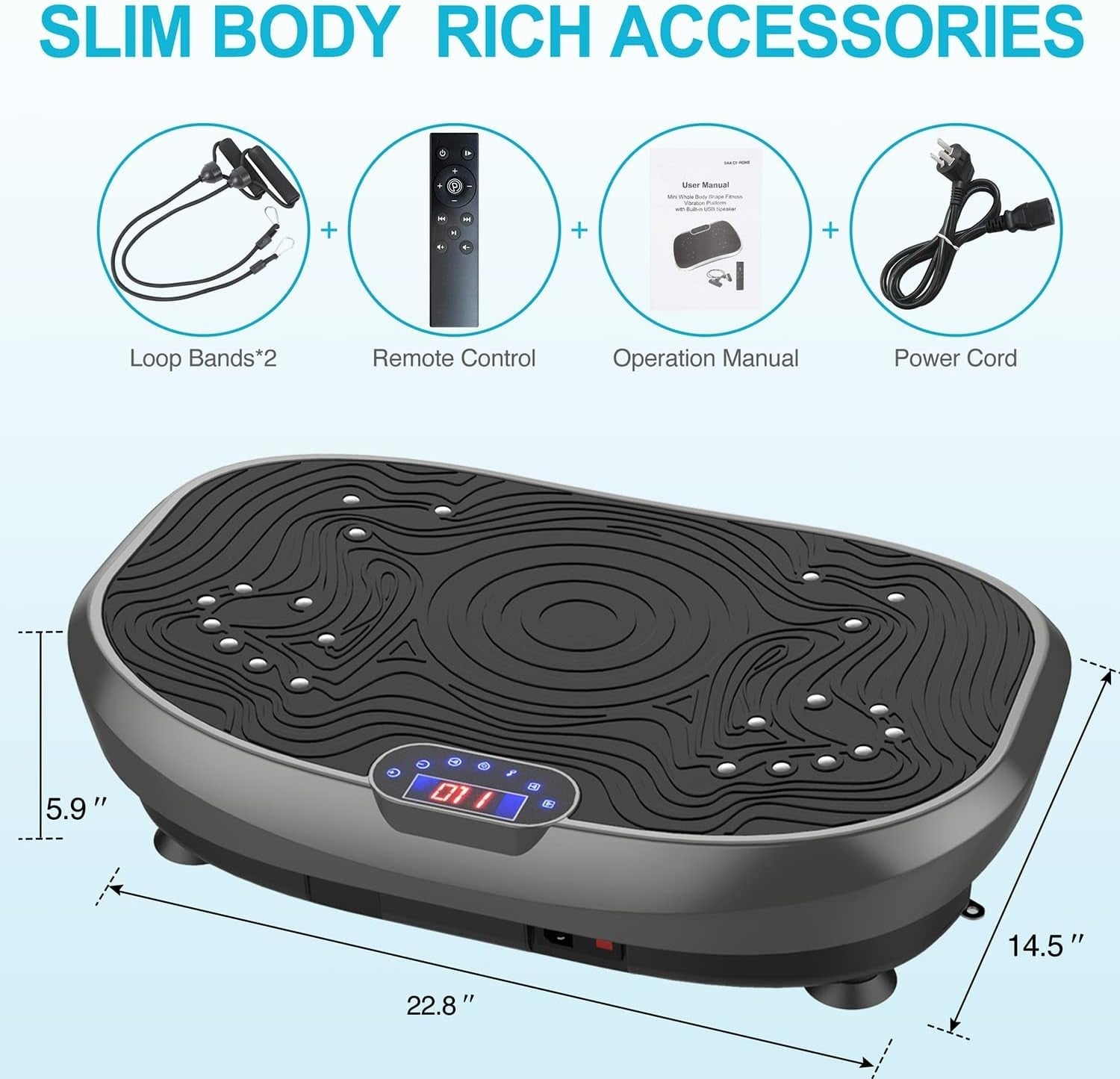 Grey Vibration Plate Exercise Machine Whole Body Workout 120 Levels