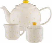 Ceramic Tea Set 3 Piece Teapot Creamer Sugar Bowl Daisy Pattern 1L