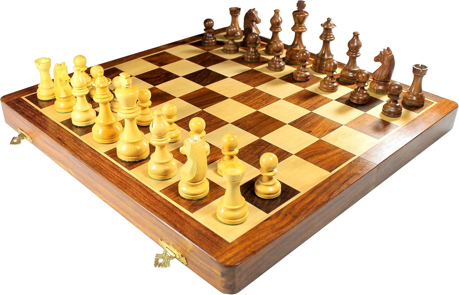 46cm Luxury Wooden Chess Set | Foldable Board | Weighted Pieces | Extra Queens
