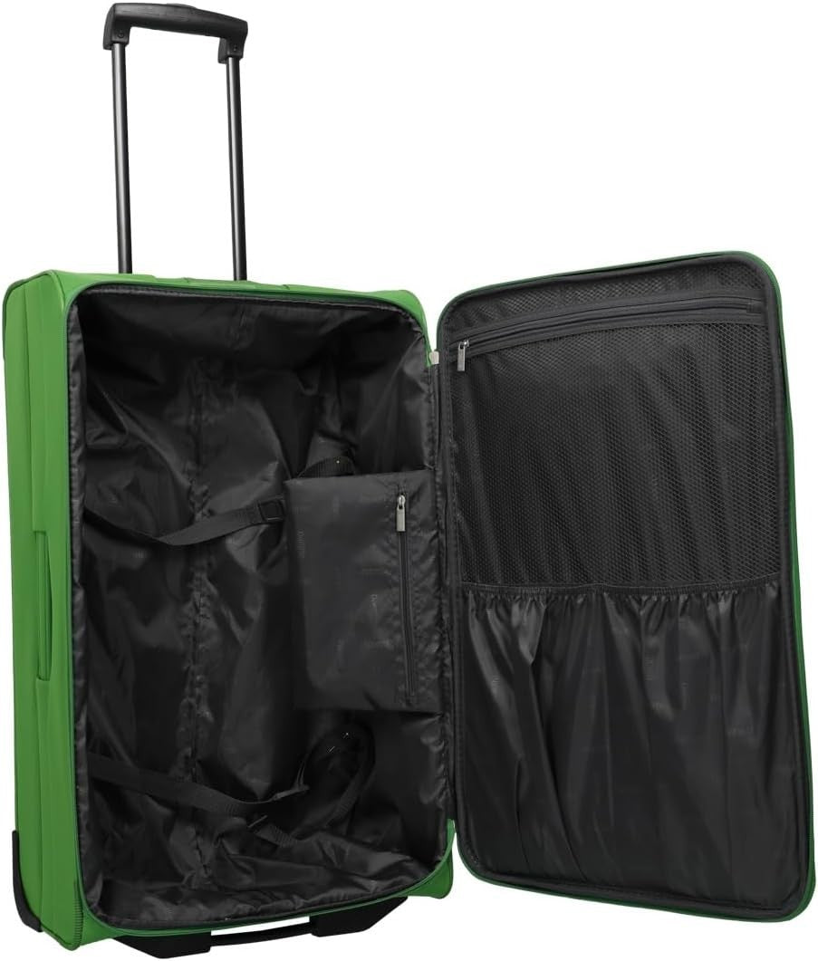 Large Soft Shell Travel Suitcase 2 Wheel Trolley 73cm 80L Green