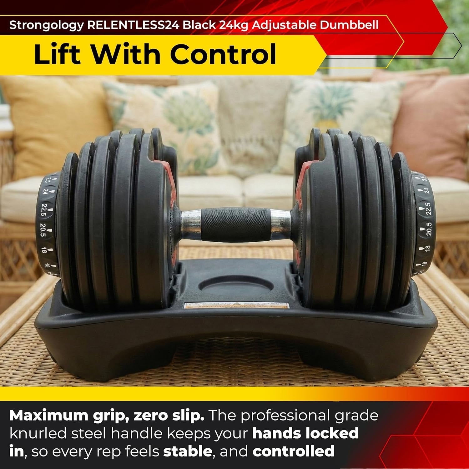 Urban24 Adjustable Dumbbells Pair 2.5–24KG Quick Select Home Gym Weights