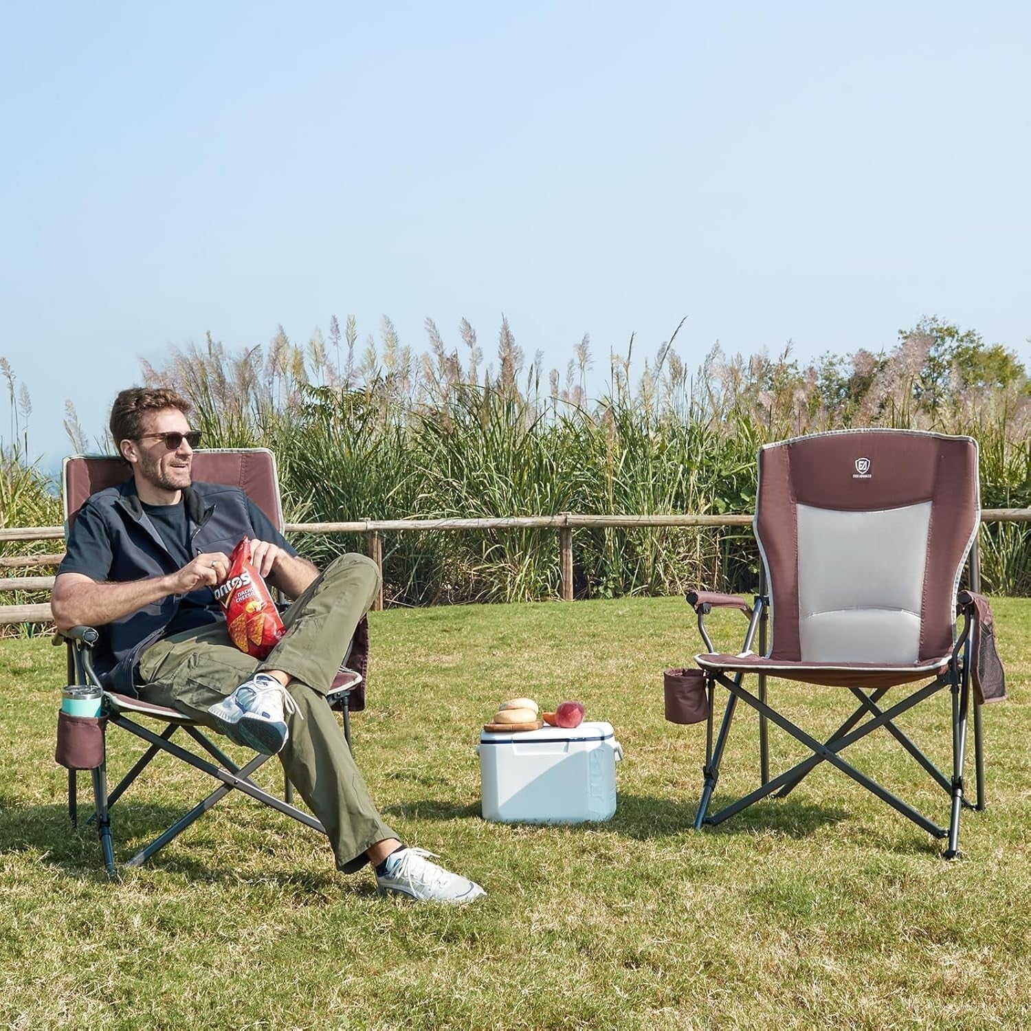Heavy Duty Folding Camping Chair 230kg Capacity Outdoor Portable Seat Red