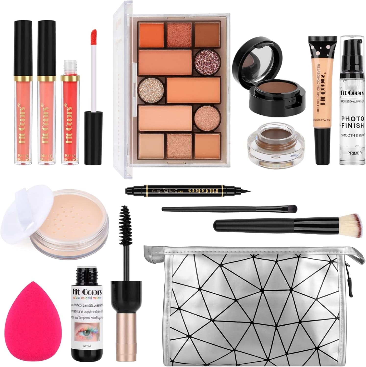 Professional All In One Makeup Kit 13pcs Travel Set with Bag