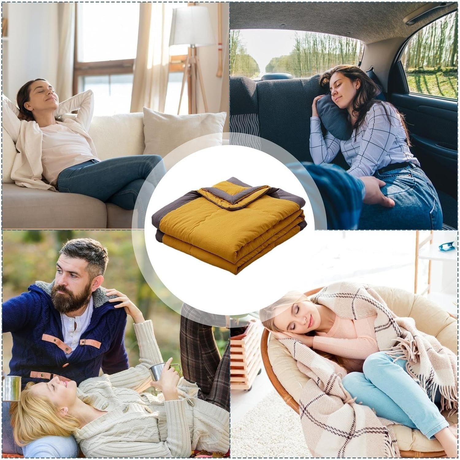 Yellow Cooling Blanket Summer Breathable Lightweight Throw 5.57x6.56ft