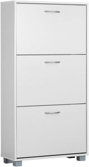 3 Door Shoe Storage Cabinet Wenge White | Slim Modern Hallway Cupboard 115x60x24