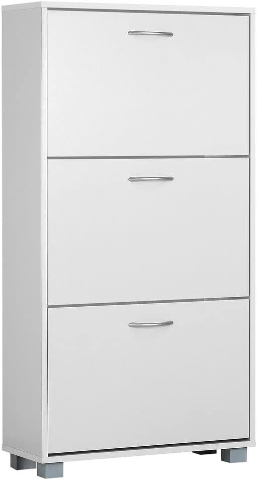 3 Door Shoe Storage Cabinet Wenge White | Slim Modern Hallway Cupboard 115x60x24